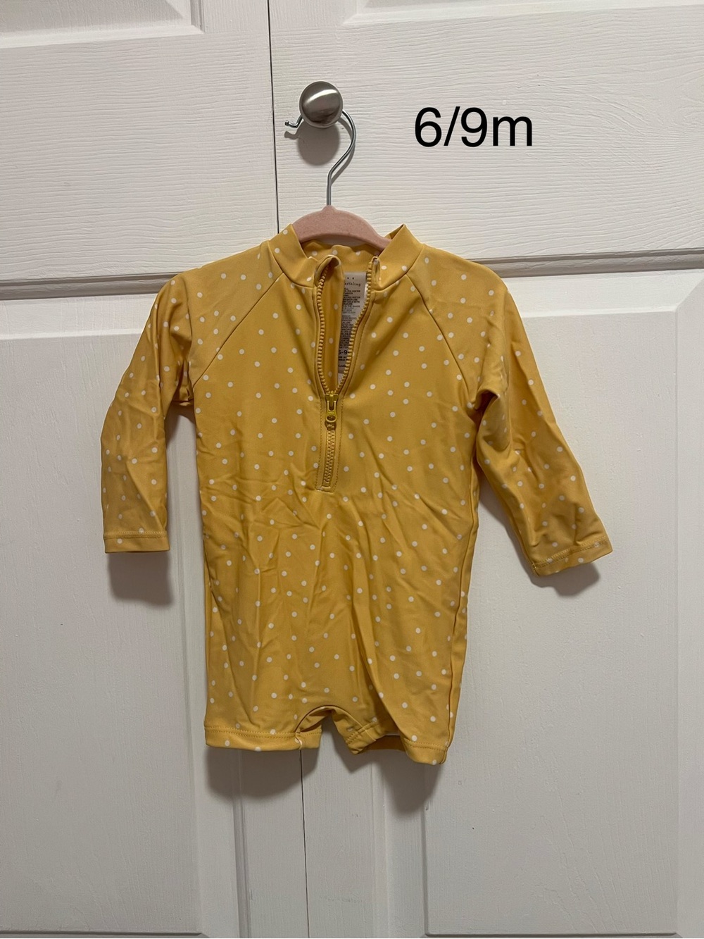 Yellow Polka Dot Baby Rash Guard Swimsuit